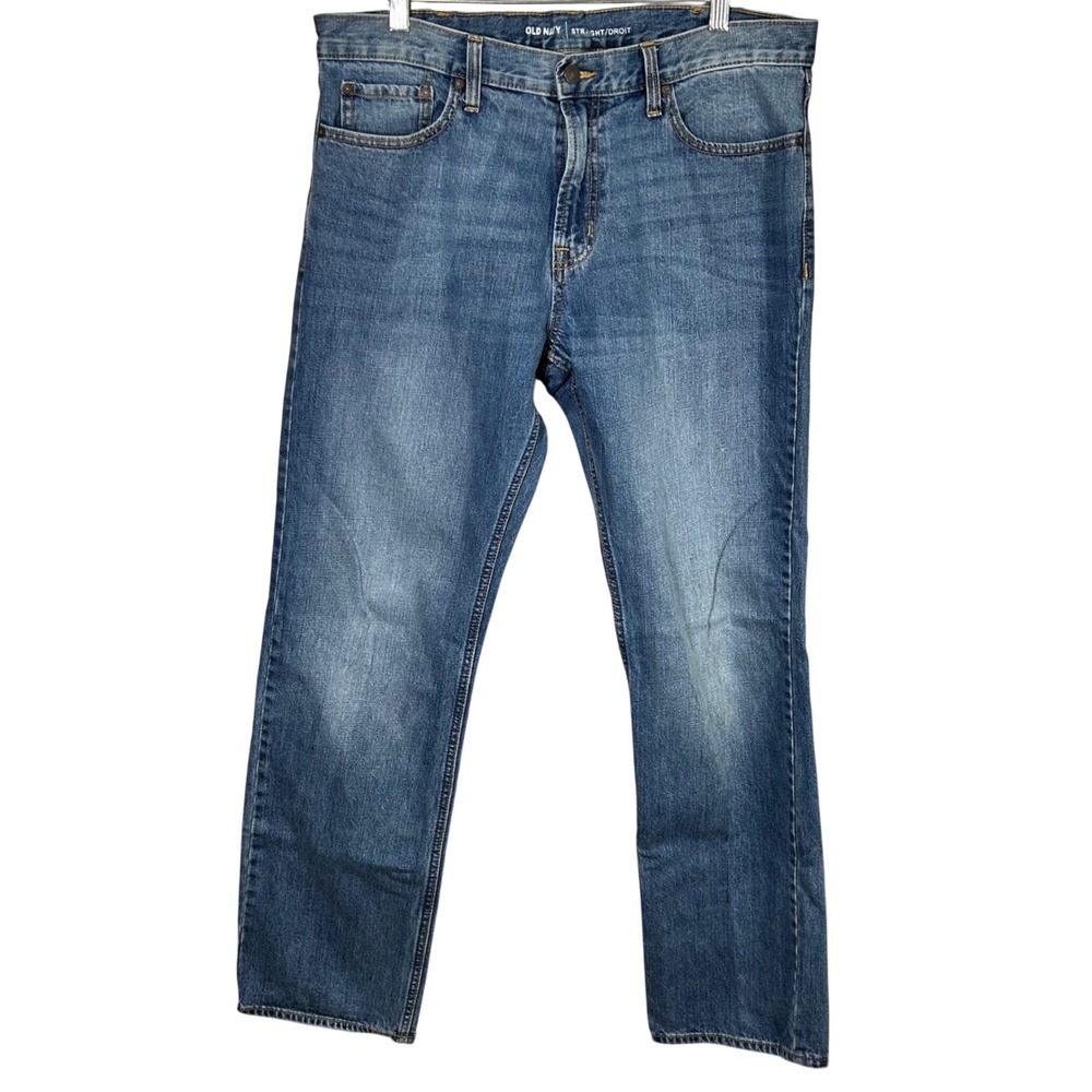 Old Navy‎ Mens Straight Fit Blue Wash Denim Jeans Size 36x34